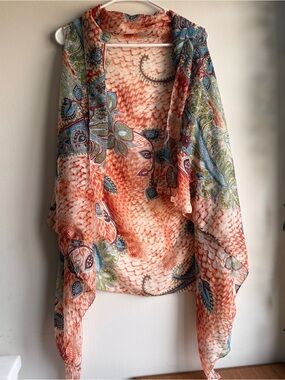 Accents by Lavello Paisley Floral Convertible Chiffon Vest Scarf Wrap